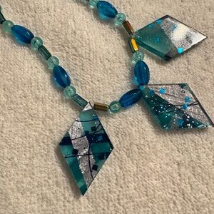 Blue and Silver Geometric Necklace